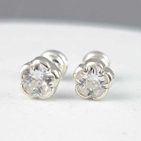 Jewelry - .950 Peruvian Sterling Silver CZ Flower Studs